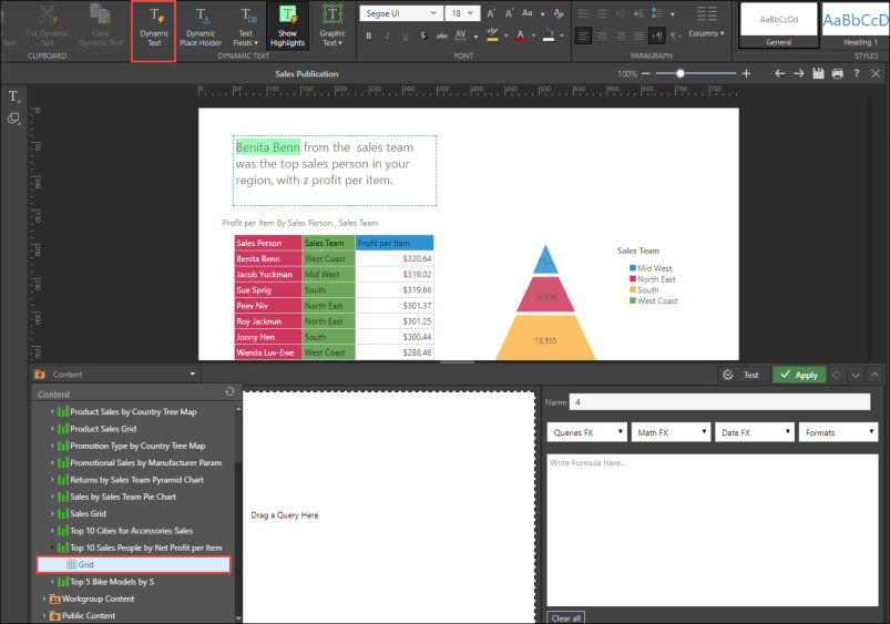 Add Dynamic Text to Publications