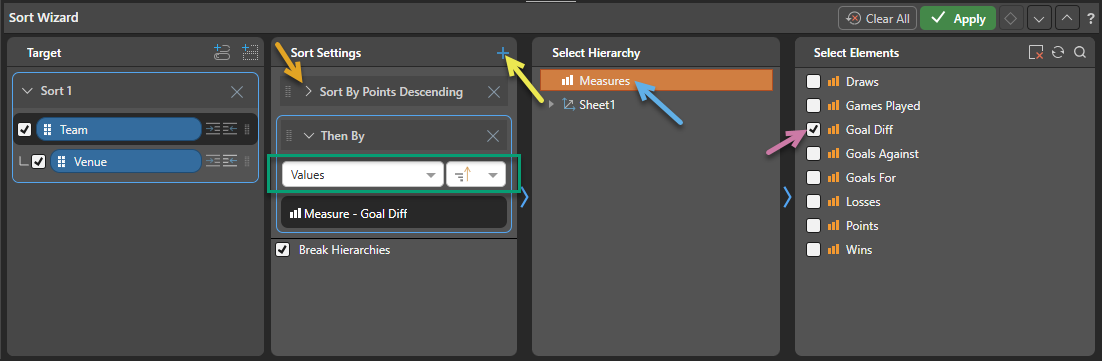 Sort Guidelines App Advanced Sorting Example