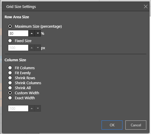 Grid Size Settings dialog